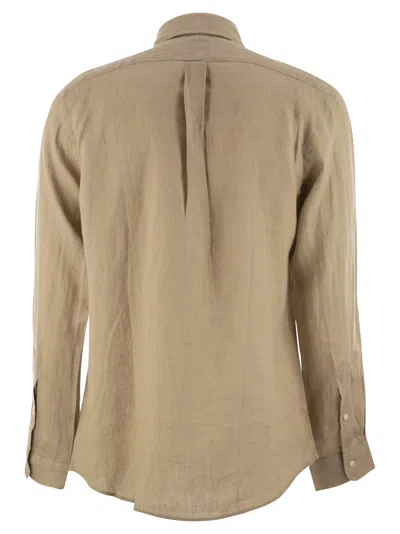 Ralph Lauren Custom-fit Linen Shirt In Brown
