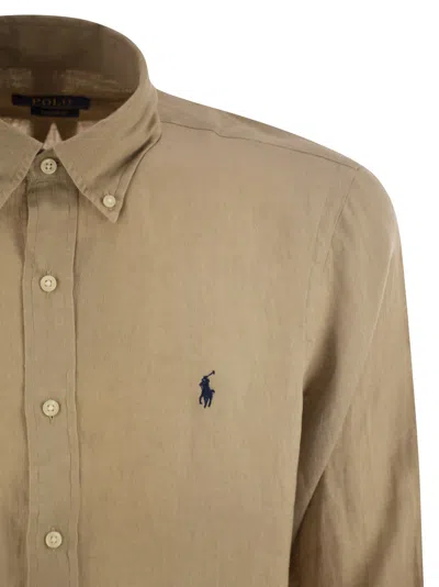 Ralph Lauren Custom-fit Linen Shirt In Brown