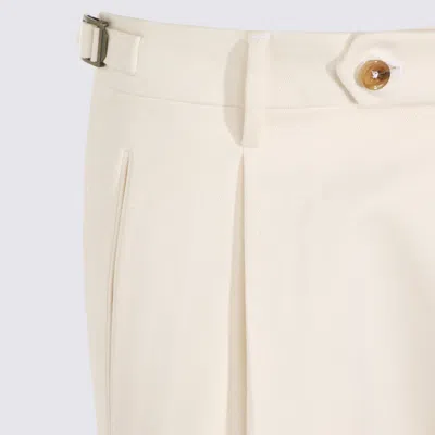 Berwich White Cotton Pants In White