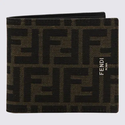 Fendi Men Ff 19 Jacquard Wallet In Brown