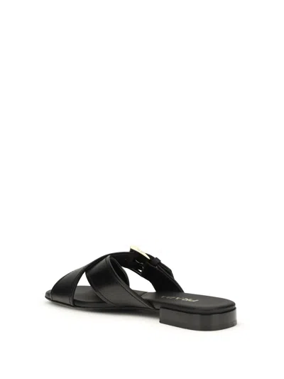 Prada Leather Sandals In Black