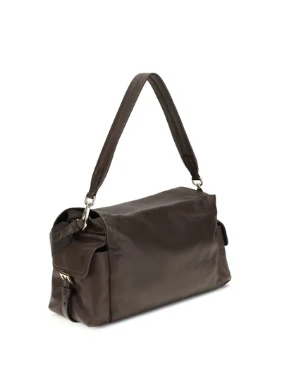 Prada Explore Large Leather Shoulder With Flap Bags In Brown
