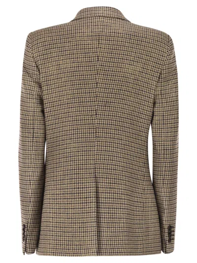 Tagliatore Pied Du Poile Patterned Double-breasted Jacket In Brown