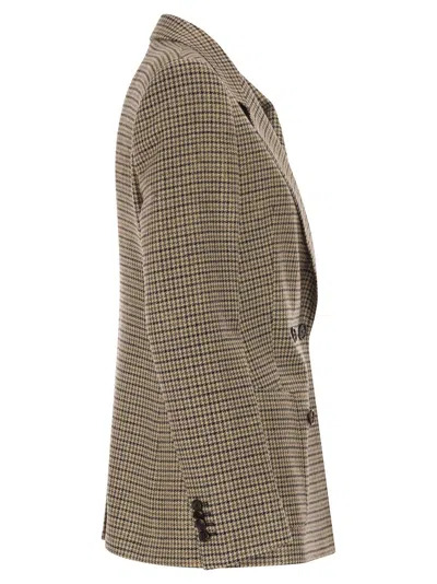 Tagliatore Pied Du Poile Patterned Double-breasted Jacket In Brown