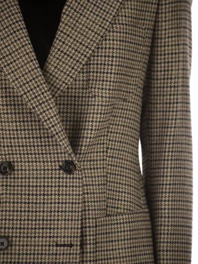 Tagliatore Pied Du Poile Patterned Double-breasted Jacket In Brown