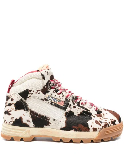 Autry Brown Logo Printed Sneakers In Multi