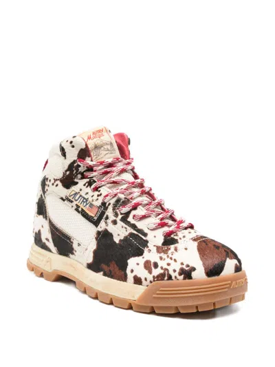 Autry Brown Logo Printed Sneakers In Multi
