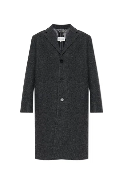 Maison Margiela Coat With Woolen Trim In Gray