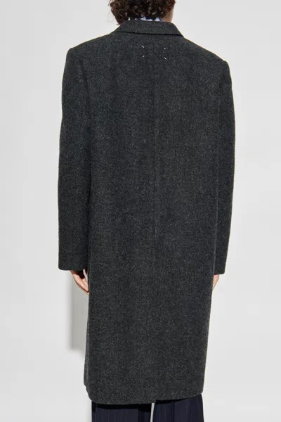 Maison Margiela Coat With Woolen Trim In Gray