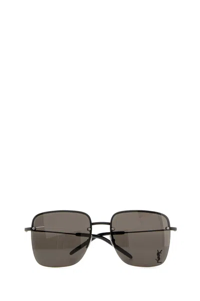 Saint Laurent Black Metal Sl 312 Sunglasses In Black