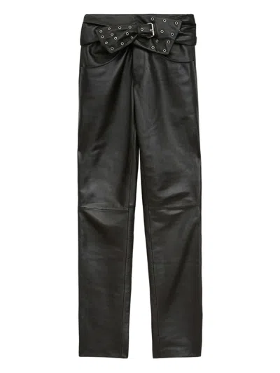 Isabel Marant Leather Trousers Featuring Belted Waist In Multi