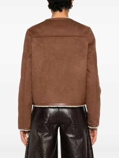 Semicouture Nora Button Pocket Jacket In Brown