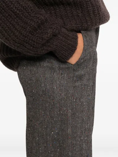 Via Masini 80 Wool Blend Trousers In Brown