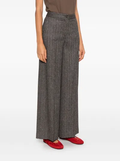 Via Masini 80 Wool Blend Trousers In Brown