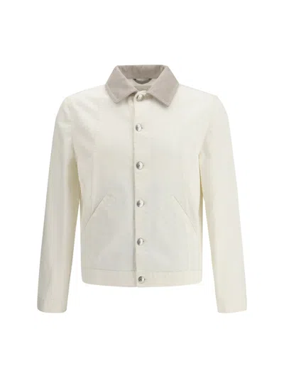 Brunello Cucinelli White Cotton Denim Jacket In White