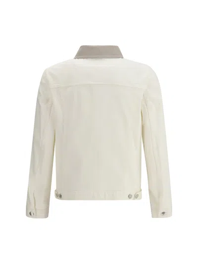 Brunello Cucinelli White Cotton Denim Jacket In White