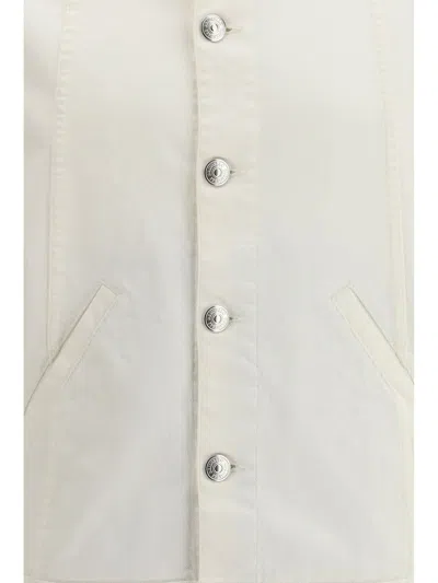 Brunello Cucinelli White Cotton Denim Jacket In White