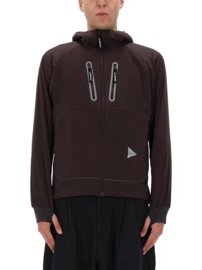 And Wander Hooded Jacket With Long Sleeves And Reflective Accents In Burgundy