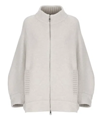 D Exterior Wool Bomber In Gray