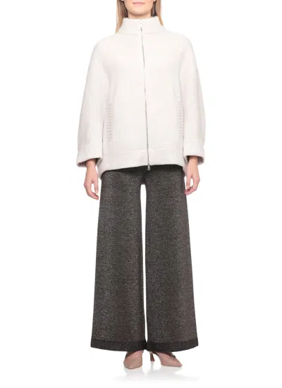 D Exterior Wool Bomber In Gray