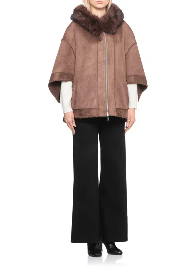 Betta Corradi Reversible Synthetic Leather Coat In Brown