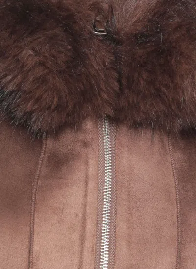 Betta Corradi Reversible Synthetic Leather Coat In Brown