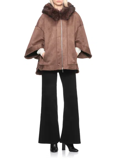 Betta Corradi Reversible Synthetic Leather Coat In Brown