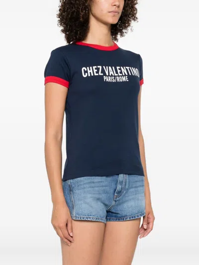 Valentino Cotton Jersey T-shirt In Blue
