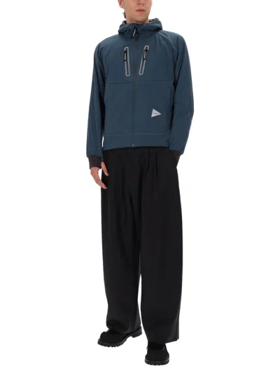 And Wander Blue Nylon Sports Jacket In Blue