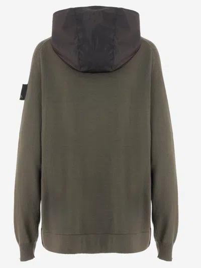 Premiata Merino Wool Zip-up Sweatshirt In Green