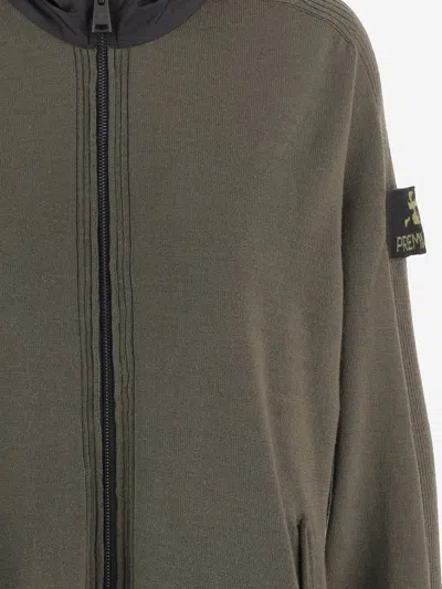 Premiata Merino Wool Zip-up Sweatshirt In Green