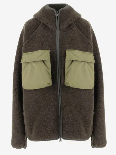 Woolrich Hybrid Full-zip Hoodie In Green