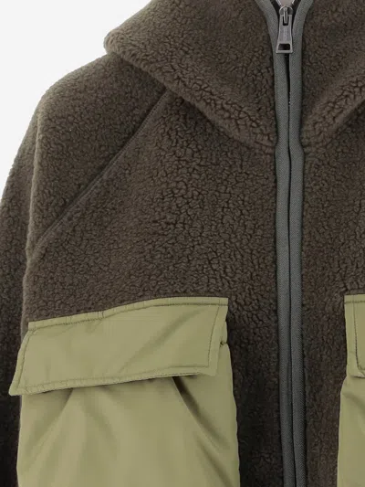 Woolrich Hybrid Full-zip Hoodie In Green