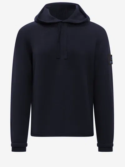 Premiata Merino Wool Hooded Sweater In Blue