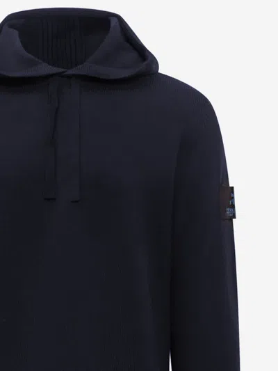 Premiata Merino Wool Hooded Sweater In Blue