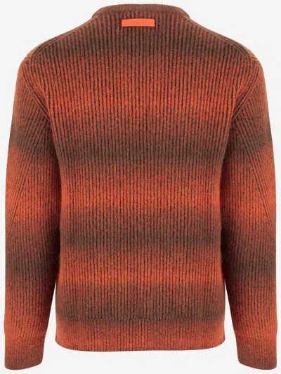 Woolrich Stretch Wool Blend Sweater With Shades In Brown