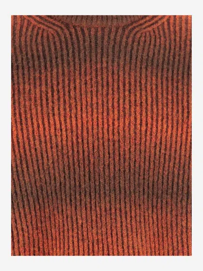 Woolrich Stretch Wool Blend Sweater With Shades In Brown