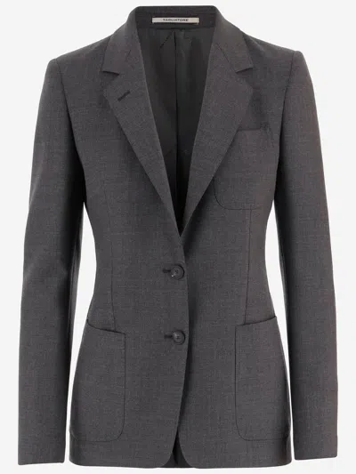 Tagliatore Women Grey Single-breasted Blazer, Xl Luxury Blazers For Women Darveys In Gray