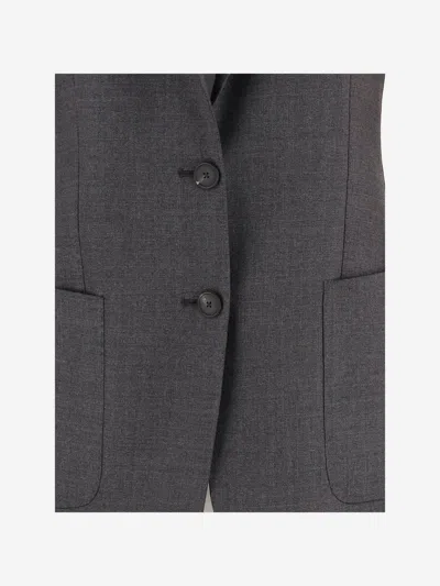 Tagliatore Women Grey Single-breasted Blazer, Xl Luxury Blazers For Women Darveys In Gray