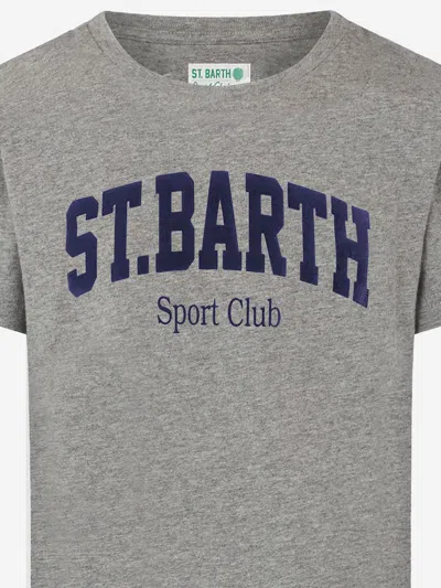Mc2 Saint Barth Cotton T-shirt With Logo Print In Gray