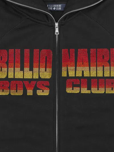 Billionaire Cotton Sweatshirt With Rhinestone Logo In Black