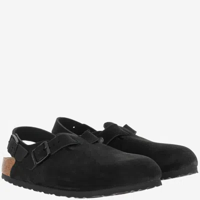 Birkenstock Tokio Suede Sabot In Black