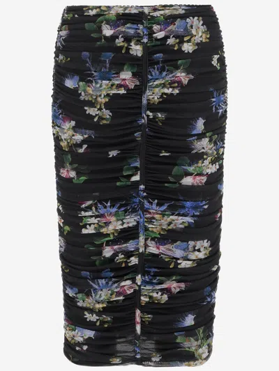 Blumarine Stretch Fabric Midi Skirt In Black