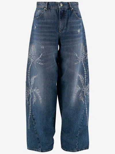 Blumarine Jeans Dalla Gamba Ampia In Denim Donna In Blue