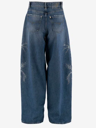 Blumarine Jeans Dalla Gamba Ampia In Denim Donna In Blue