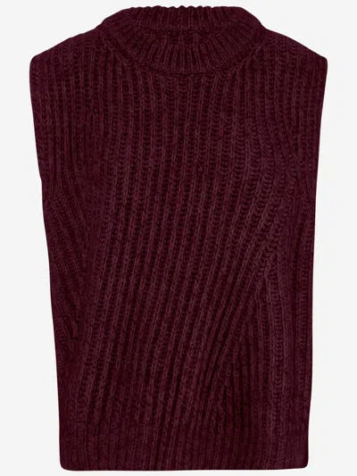 Sa Su Phi Sleeveless Ribbed Wool Blend Jumper In Red