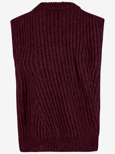 Sa Su Phi Sleeveless Ribbed Wool Blend Jumper In Red
