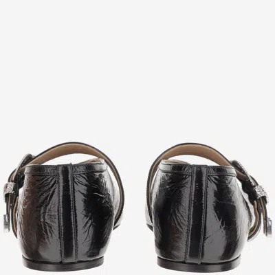 Le Monde Beryl Claudia Laminated Leather Ballerina Flats In Black