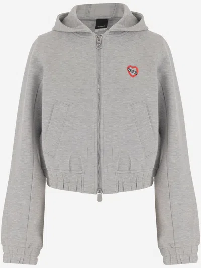 Pinko Sweat-shirt Court À Capuche Style Bomber In Gray
