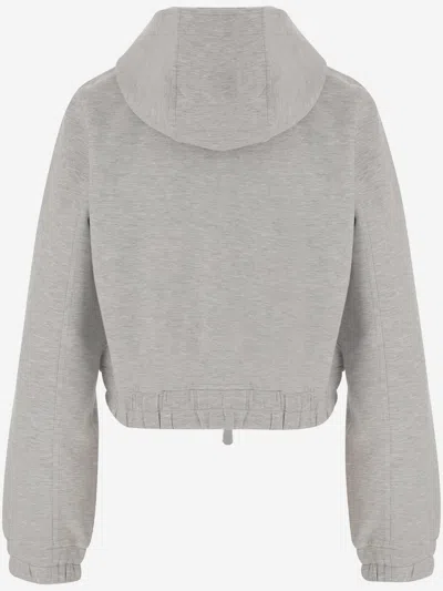 Pinko Sweat-shirt Court À Capuche Style Bomber In Gray